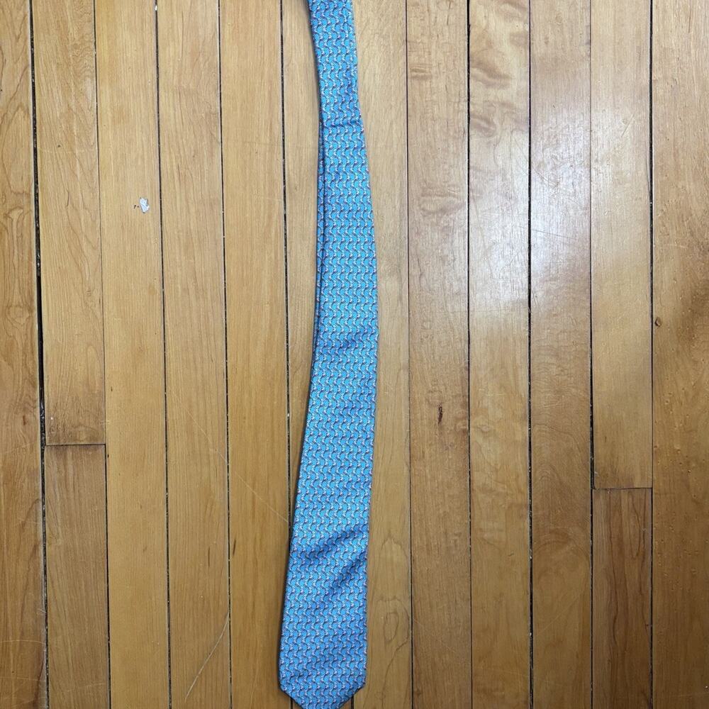 Brooks Brothers Bear Print Silk Tie Made USA Italian Fabric Blue 3.25”